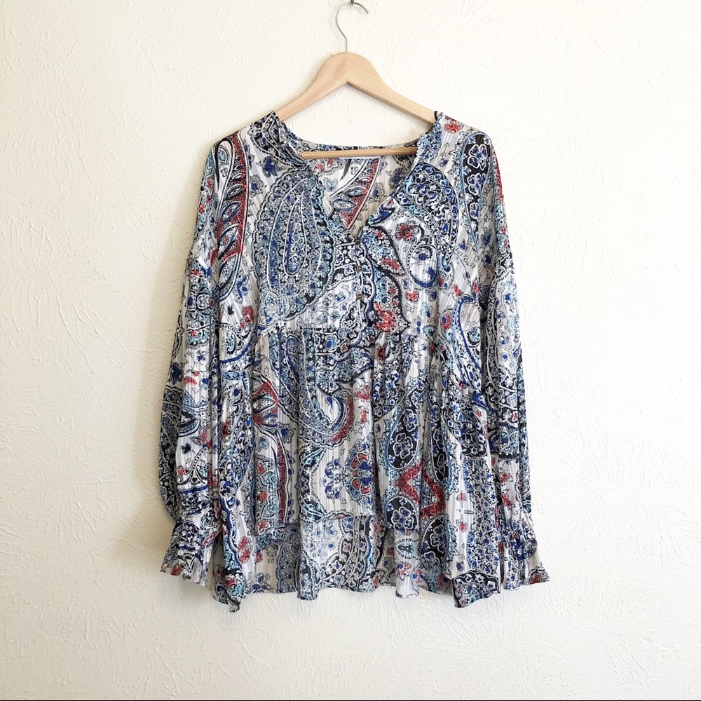 Zara Paisley Metallic Thread Top
